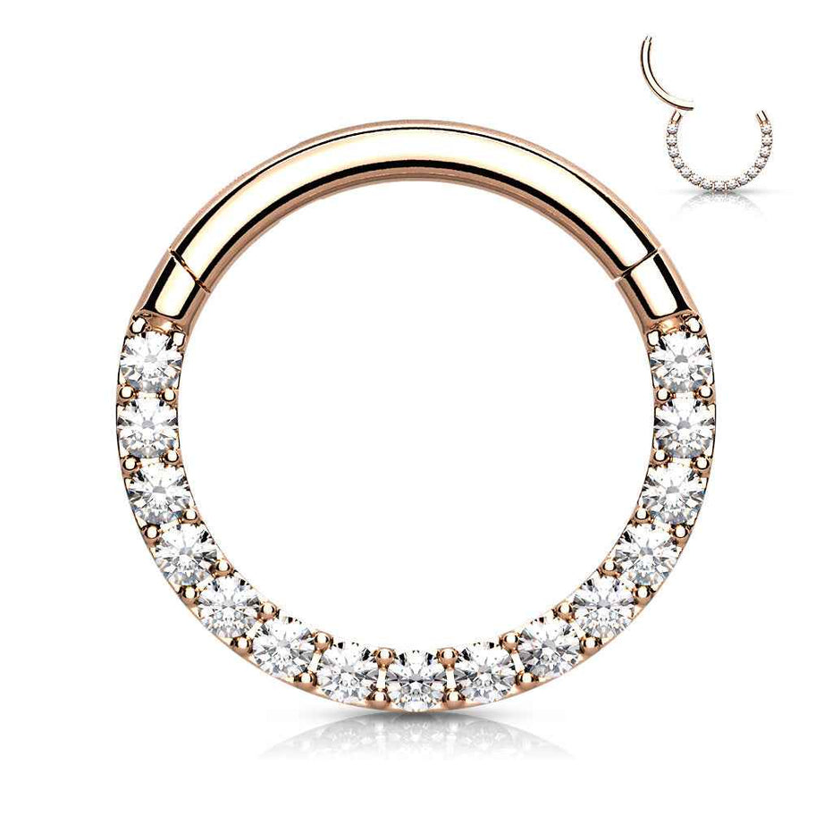 CZ Pavé Septum & Daith Clicker Hoop – 16G 316L Surgical Steel