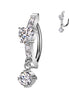 CZ Heart & Dangle Belly Ring – 316L Surgical Steel Hinged Navel Ring