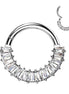 Pavé Baguette CZ Septum & Daith Clicker Hoop in silver, ASTM F-136 implant grade titanium, 16G, 8mm/10mm