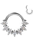 Implant-grade titanium hinged segment hoop with marquise CZ fan accent – Silver | Septum & daith | Pressha