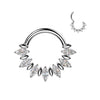Implant-grade titanium hinged segment hoop with marquise CZ fan accent – Silver | Septum & daith | Pressha