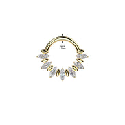 Implant-grade titanium marquise CZ fan hoop – lifestyle shot | Septum & daith | Pressha