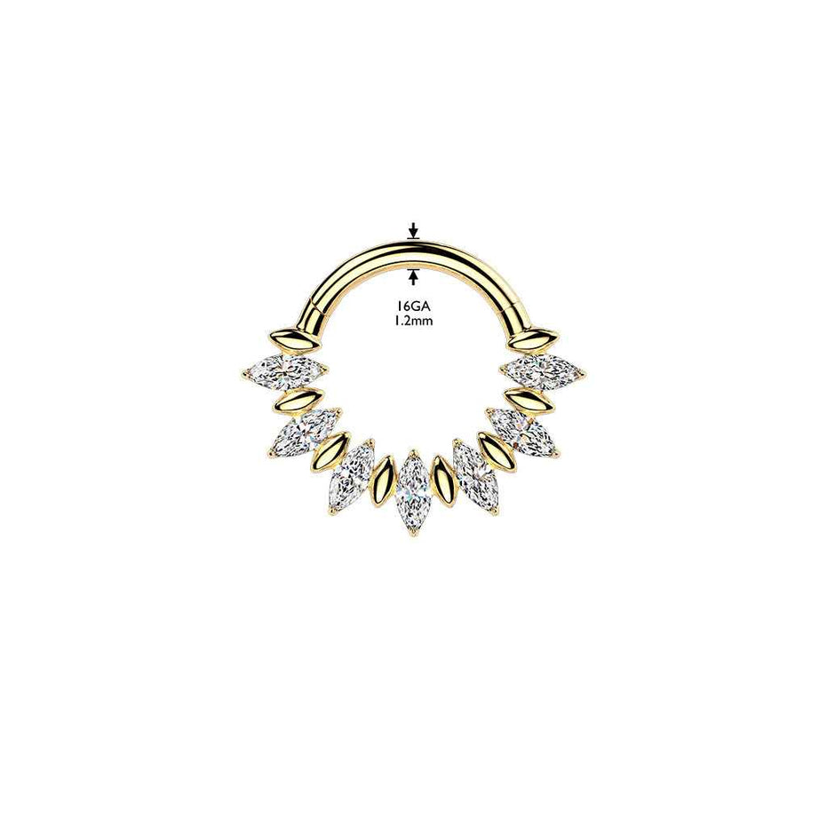 Marquise CZ Fan Septum & Daith Clicker Hoop – 16G ASTM F-136 Titanium
