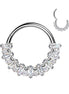 Implant-grade titanium rectangular CZ fan hinged hoop with round CZ accent – Silver | Septum & daith | Pressha