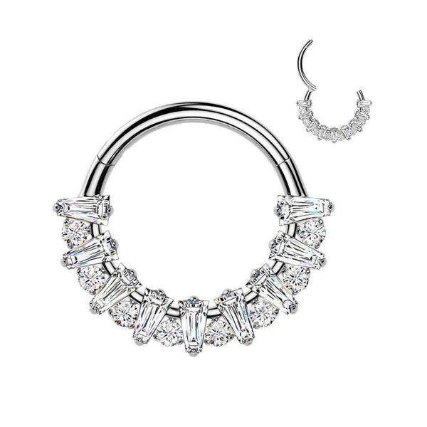 CZ Fan Septum & Daith Clicker Hoop – 16G ASTM F-136 Titanium