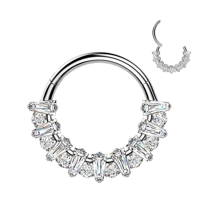 CZ Fan Septum & Daith Clicker Hoop – 16G ASTM F-136 Titanium