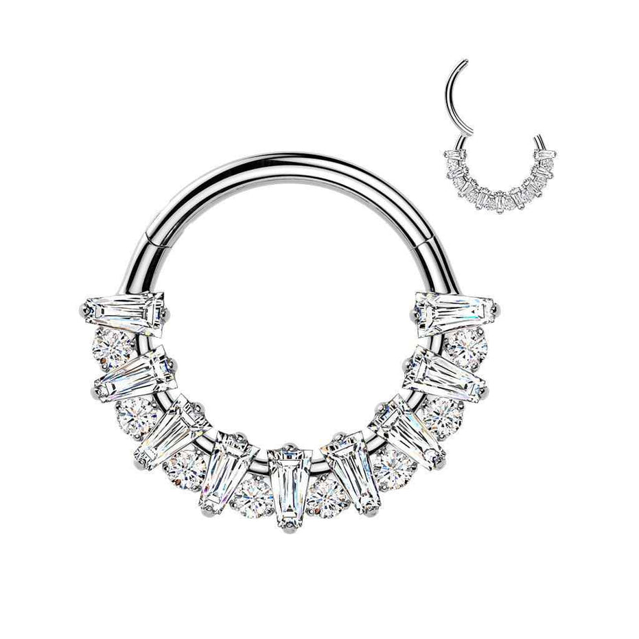 CZ Fan Septum & Daith Clicker Hoop – 16G ASTM F-136 Titanium