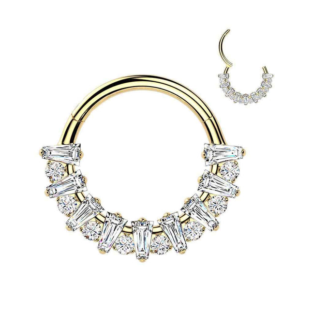 CZ Fan Septum & Daith Clicker Hoop – 16G ASTM F-136 Titanium