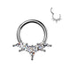 Kite CZ Fan Septum & Daith Clicker Hoop in silver with clear CZ, ASTM F-136 titanium, 16G, 8mm