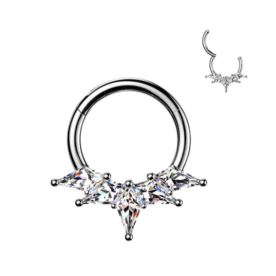 Implant Grade Titanium Septum & Daith Hinged Hoop Ring – Kite CZ Fan