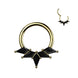 Kite CZ Fan Septum & Daith Clicker Hoop in gold PVD with black CZ, ASTM F-136 titanium, 16G, 8mm