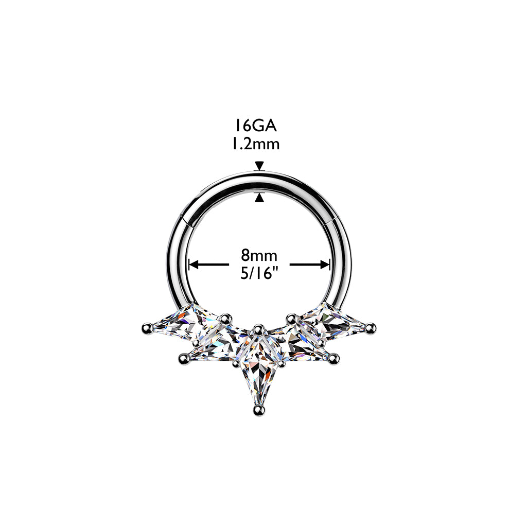 Implant Grade Titanium Septum & Daith Hinged Hoop Ring – Kite CZ Fan