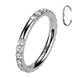 CZ Hinged Segment Clicker Hoop in silver, implant grade titanium, 18G nose ring