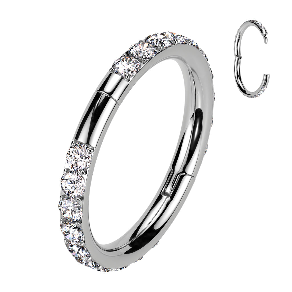CZ Hinged Segment Hoop Ring – 18G Implant Grade Titanium Nose Hoop
