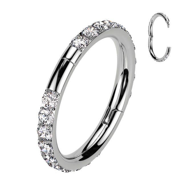CZ Hinged Segment Hoop Ring – 18G Implant Grade Titanium Nose Hoop