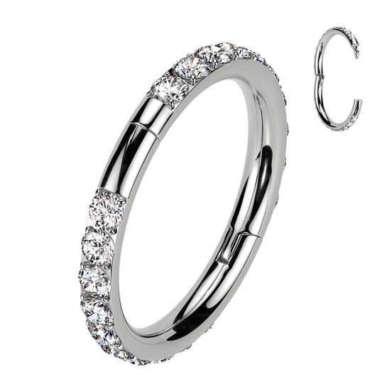 CZ Hinged Segment Hoop Ring – 18G Implant Grade Titanium Nose Hoop