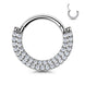 Double Row CZ Pavé Septum & Daith Clicker Hoop in silver, ASTM F-136 titanium, 16G, 8mm