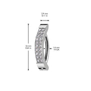 Implant-grade titanium double line CZ pavé belly hoop – lifestyle shot | Pressha
