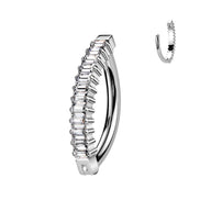 Vertical Baguette CZ Belly Ring — Implant Grade Titanium