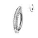 Vertical baguette CZ navel clicker hoop in silver with clear CZ — 14G ASTM F-136 implant-grade titanium belly ring by Pressha

