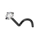 Prong Set CZ Nose Screw Stud in black with clear CZ, ASTM F-136 implant grade titanium, 18G/20G