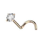 Implant-grade titanium nose screw stud with prong-set CZ sparkle – Rose Gold | Pressha
