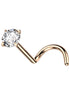 Implant-grade titanium nose screw stud with prong-set CZ sparkle – Rose Gold | Pressha