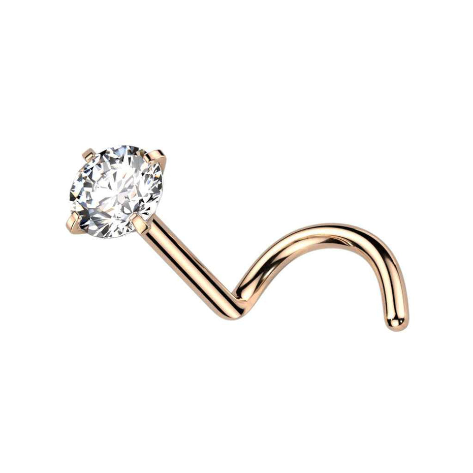 Prong Set CZ Nose Screw Stud – 18G & 20G ASTM F-136 Implant Grade Titanium
