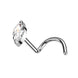 Marquise CZ Implant Grade Titanium Nose Screw Stud in silver, clear CZ, 18G/20G