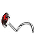 Marquise CZ Implant Grade Titanium Nose Screw Stud in silver, red CZ, 18G/20G