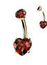 Implant-Grade Titanium 24K Gold PVD Internally Threaded Prong-Set Heart CZ Navel Ring