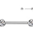 Bezel Set CZ Internally Threaded Nipple Barbell in silver, ASTM F-136 implant grade titanium, 14G, 9/16