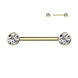 Bezel Set CZ Internally Threaded Nipple Barbell in gold PVD, ASTM F-136 implant grade titanium, 14G, 9/16