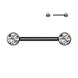 Bezel Set CZ Internally Threaded Nipple Barbell in black, ASTM F-136 implant grade titanium, 14G, 9/16