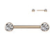 Bezel Set CZ Internally Threaded Nipple Barbell in rose gold PVD, ASTM F-136 implant grade titanium, 14G, 9/16