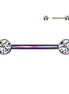 Implant Grade Titanium Internally Threaded Nipple Barbell — Bezel Set CZ Ends