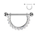 Pavé CZ Dangle Chain Nipple Barbell in silver, ASTM F-136 implant grade titanium, 14G, 9/16