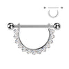 Implant Grade Titanium Internally Threaded Nipple Barbell — Pavé CZ Dangle