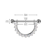 Implant Grade Titanium Internally Threaded Nipple Barbell — Pavé CZ Dangle