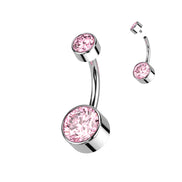Implant-Grade Titanium Double Swarovski Belly Ring, Internally Threaded