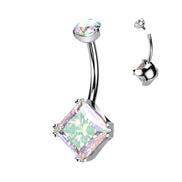 Titanium Diamond CZ & CZ Belly Button Ring