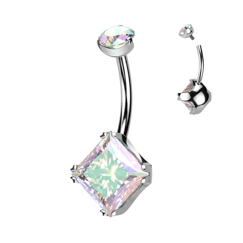 Titanium Diamond CZ & CZ Belly Button Ring