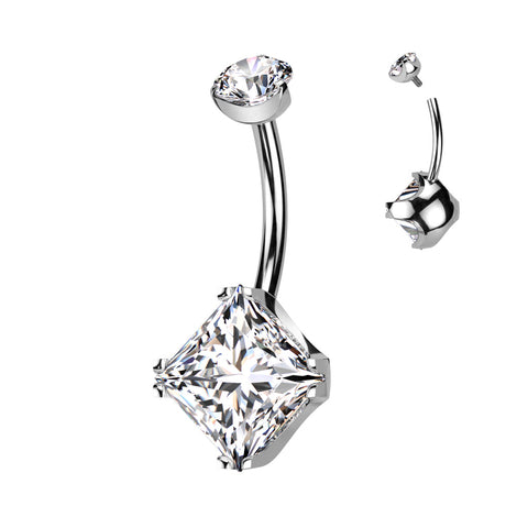 Titanium Diamond CZ & CZ Belly Button Ring