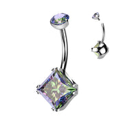 Titanium Diamond CZ & CZ Belly Button Ring