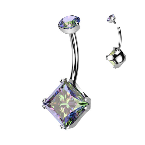 Titanium Diamond CZ & CZ Belly Button Ring