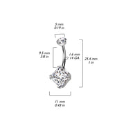 Titanium Diamond CZ & CZ Belly Button Ring