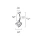 Diamond CZ & round CZ titanium belly button ring sizing diagram — 14G 3/8