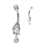 Pear CZ Dangle Belly Ring — Implant Grade Titanium