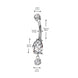 Pear CZ dangle belly button ring close-up detail — 14G ASTM F-136 implant-grade titanium navel barbell by Pressha
