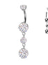 Double Prong-Set CZ Dangle Belly Ring — Implant Grade Titanium